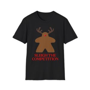 reindeer meeple shirt for christmas, sleigh the competition t shirt for board game lover, funny rudolph nose tee for family game night gift