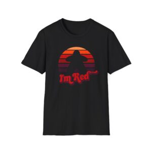red meeple t shirt, i'm red shirt, vintage retro sunset tee, favorite color gift for boardgame lover, family board game night tshirt