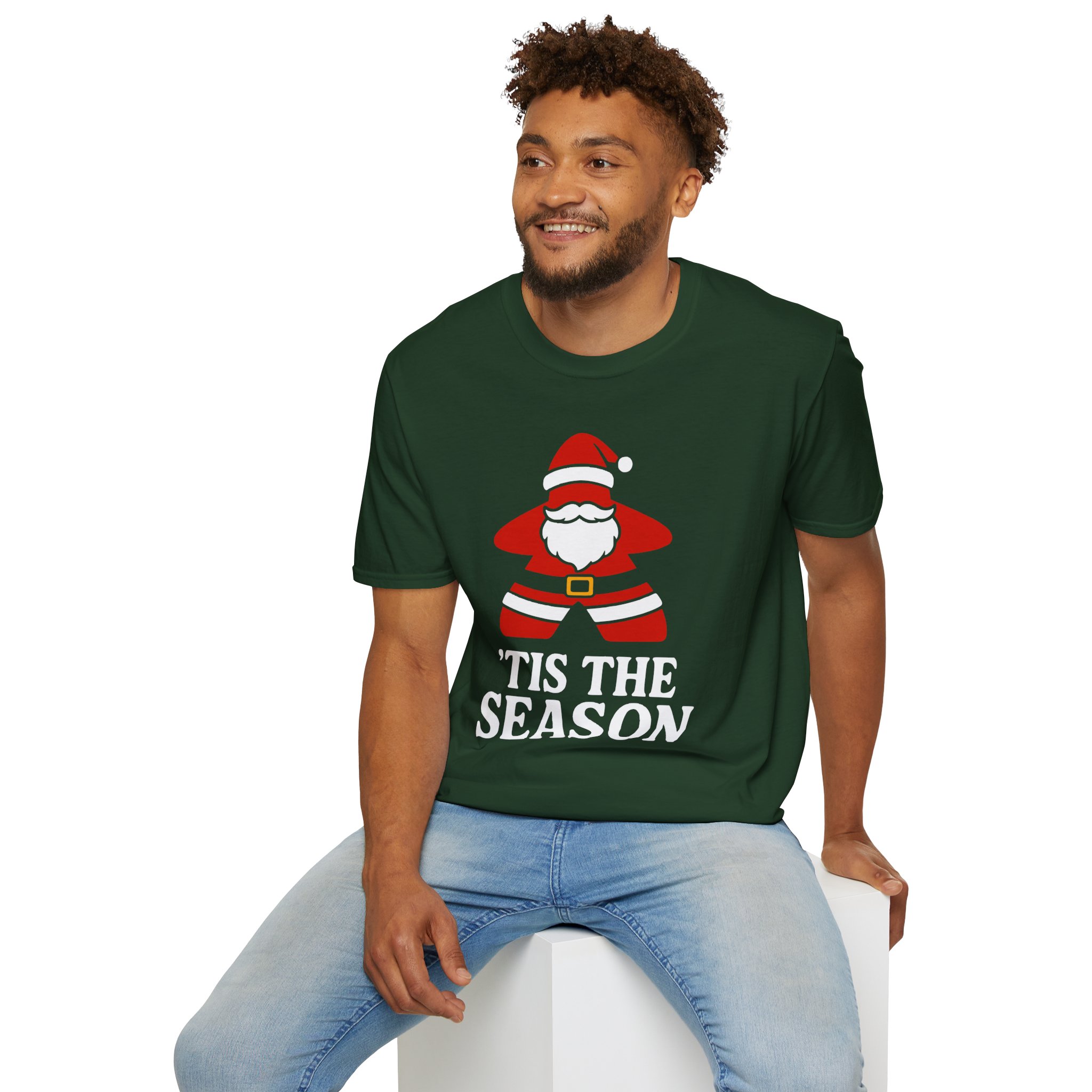 santa meeple shirt for board game fan gift, christmas board game t shirt for tabletop gamer gift, funny family game night holiday tee