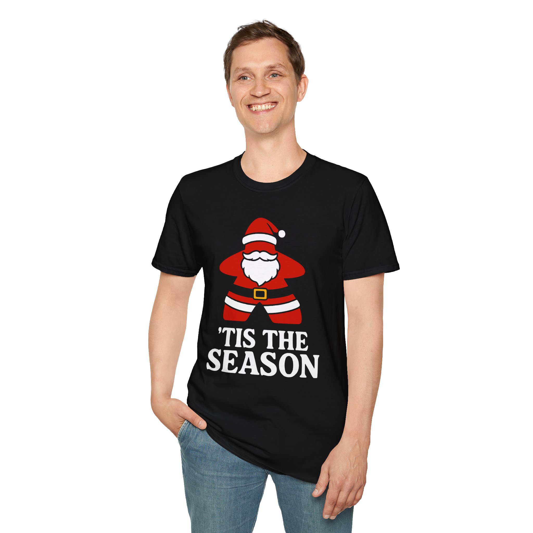 santa meeple shirt for board game fan gift, christmas board game t shirt for tabletop gamer gift, funny family game night holiday tee