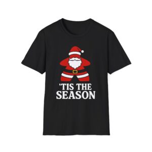 santa meeple shirt for board game fan gift, christmas board game t shirt for tabletop gamer gift, funny family game night holiday tee